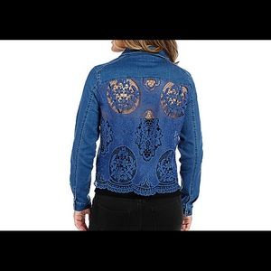 Denim Jacket w/ Lace Back (NWOT-M)